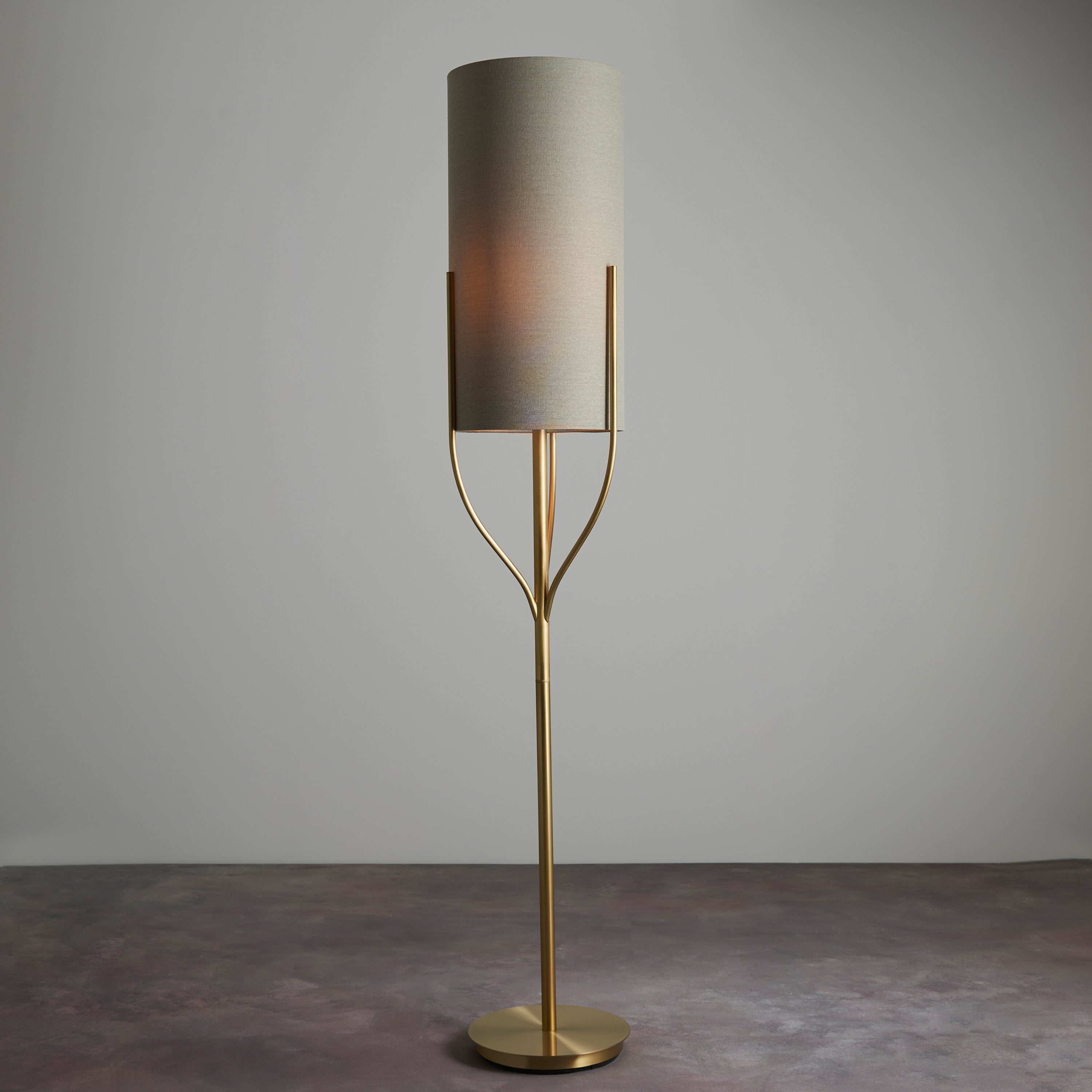 Alassio Gold & Natural Linen Floor Lamp